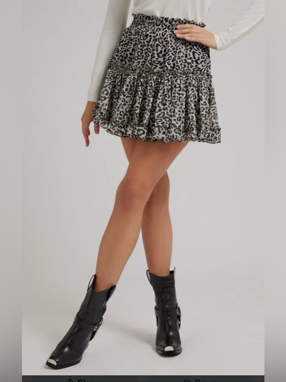 NWOT GUESS Karida SZ S Printed Ruffled Mini Skirt - Leopard Animal Print